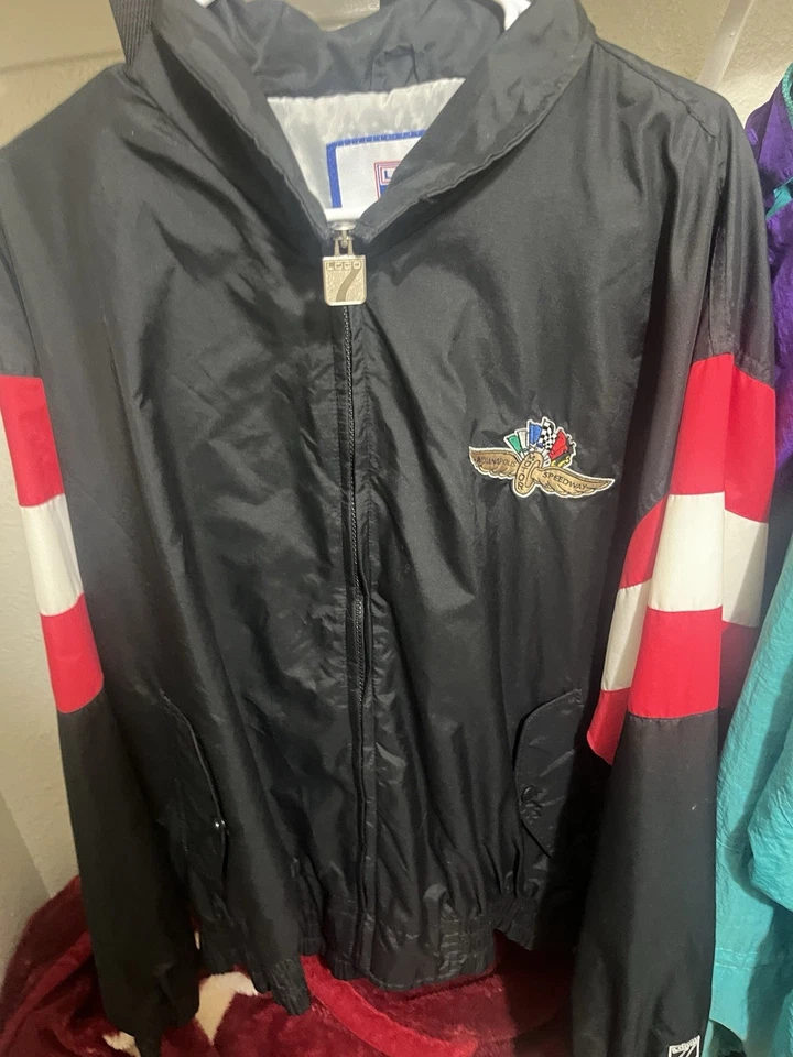 Винтажный Indianapolis Motor Speedway Indy 500 нашивка гоночная куртка пальто размер большой - Изображение 1 из 3