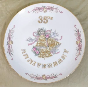Vintage Lefton Japan Hand Painted 35th Anniversary Plate #6674, 10.25” Plate EUC - Picture 1 of 3