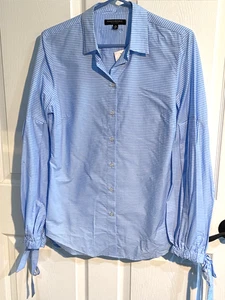 BANANA REPUBLIC Women's Riley BLOUSE /Size 8 New With Tags ~STRIPED BLUE/WHITE - Picture 1 of 10