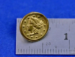 Liberty Head w 13 Stars Button, gold colored 3/5" diameter, Civil War? - Picture 1 of 6
