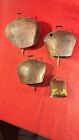 4 old cow bell alpine clamp sled goat bell brass bell percussion