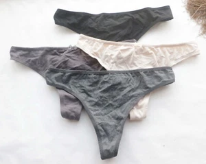 4 Pack Women Sexy Thong Cotton Solid T-back Underwear Hipster G-string Panties S - Picture 1 of 9
