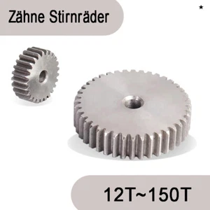 1Modul 12~150Zähne Stirnräder 45# Stahl Antriebsrad Zahnräder Zahnrad Dicke 10mm - Picture 1 of 7