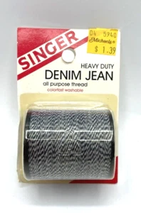 Singer Denim Blue Jean Heavy Duty Thread 150 Yards Blue White #67120 NOS - Picture 1 of 4