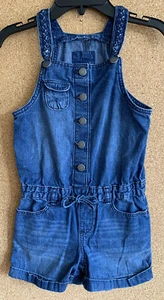 Gap Kids 1969 Braided Overalls Romper Denim Shorts - Picture 1 of 4