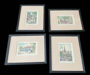 Edith Oliver (1889-1979) lotto di 4 dipinti ad acquerello New Orleans incorniciati arte - Foto 1 di 19