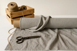 Ash Gray Cotton-Linen Fabric by the Yard – Material for Sewing, Décor & Crafts - Picture 1 of 10