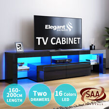 ELEGANT 160-200CM TV Cabinet Stand LED Entertainment Units Gloss White/Black