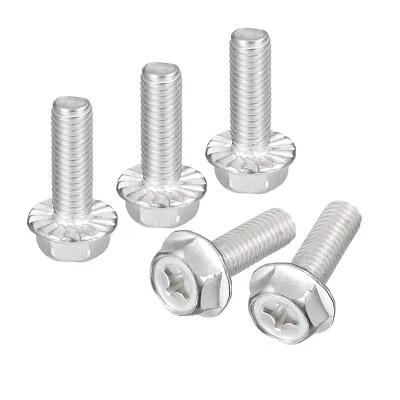 M8x25mm Phillips Cruciformes Hex Tête Bride Boulon 5pcs 304 Inox Acier Hexagone - Photo 1/4