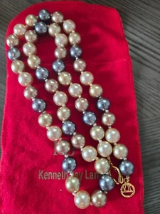 Vintage KJL Kenneth Jay Lane Multi Color Faux Pearl Necklace - Picture 1 of 5