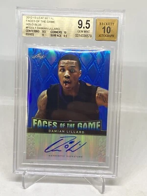 2012 Leaf Metal DAMIAN LILLARD Faces the Game Blue /25 Auto RC BGS 9.5/10 POP 7 - Image 1 of 4