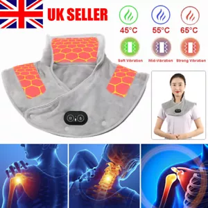 USB Electric Heating Shoulder Neck Pad Massager 3 Heat Level Cervical Brace Wrap - Picture 1 of 16