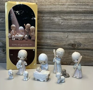 PRECIOUS MOMENTS Christmas 9 Piece NATIVITY SET Come Let Us Adore Him E2800 1979 - Picture 1 of 6