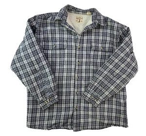 Red Head Shirt Jacket Sherpa Lined Flannel L Blue White Buffalo Check Plaid Mens - Picture 1 of 6