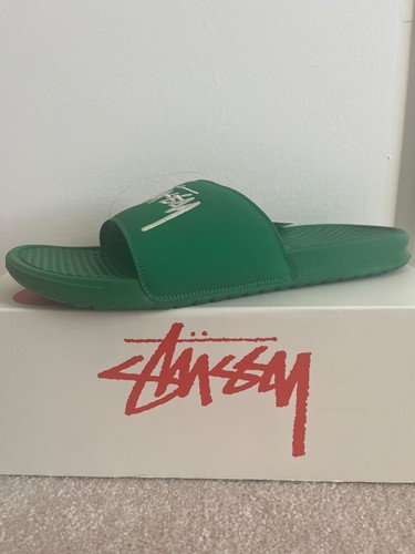 Nike x Stussy Bensassi Slides verdi vela taglia 13 nuove con scatola