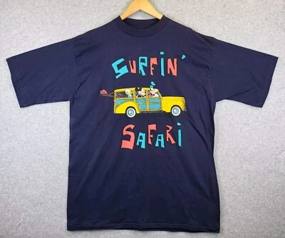 Vintage Mickey Surfin' Safari Graphic Shirt Men's XL Navy Disney Unlimited 90's - Изображение 1 из 4
