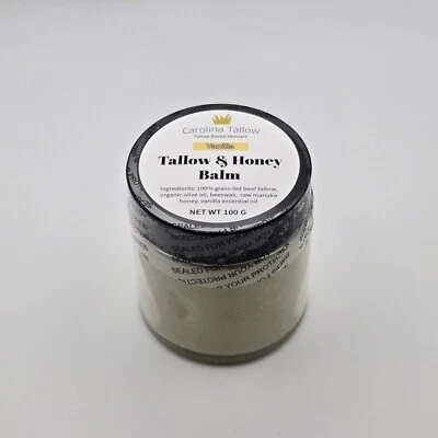Vanilla- Tallow and Honey Balm (100% grass-fed), 4oz Jar (100g) - Image 1 of 2