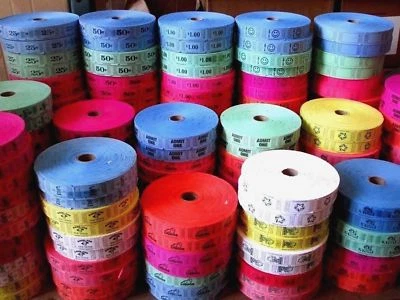 INDIANA TICKETS Single Roll Event Party Carnival Tickets - Assorted Designs & Colors