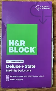 H&R Block Tax Software Deluxe + State 2024 PC/Mac Key Card Download - Picture 1 of 1