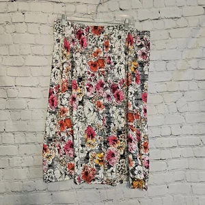 Nwt Notations White Floral Elastic Waist A Line Skirt Sz XL - Picture 1 of 9