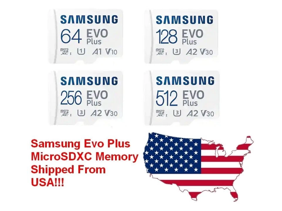 Samsung EVO Plus 512GB 256GB 128GB 64GB 32GB microSD 130MB/s Class 10 Lot - Image 1 of 2