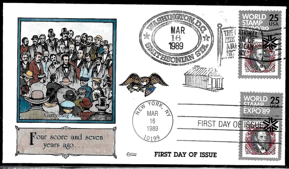2410 25c Stamp (1989) WORLD STAMP EXPO FDC HD/HP FROM FRED COLLINS !!! - Image 1 of 1