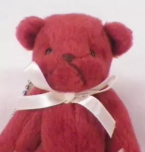 Teddy Bear Keychain Burgundy Plush Jointed Arms & Legs 4.5in Cute - Picture 1 of 5