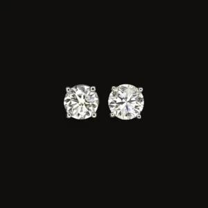 PENDIENTES DE TACHUELAS DE DIAMANTE NATURAL DE 0,80 quilates REDONDOS DE CORTE BRILLANTE 14k ORO BLANCO CLÁSICO - Imagen 1 de 2