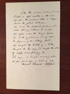 HARRIET PRESCOTT SPOFFORD HANDWRITTEN POEM SIGNED BY AUTHOR POET - Picture 1 of 1