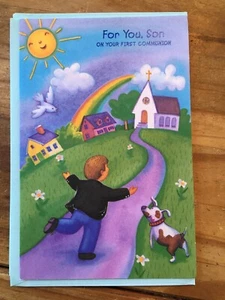 FIRST COMMUNION CARD & ENVELOPE FOR SON BY PARAMOUNT GREETING CARDS - Picture 1 of 2