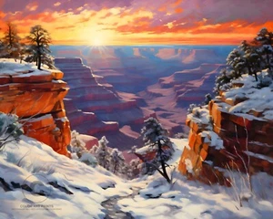 Grand Canyon National Park North Rim Early Snow Old West Giclée Art Print 8x10 - Picture 1 of 3