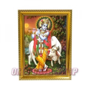 Krishna mit Kuh im Bilderrahmen Lord Krishna, Baby Krishna, Yashoda Maa, Krishna - Bild 1 von 2