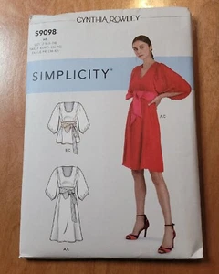 Simplicity 9098 Vestido Top Cynthia Rowley Patrón Falsa H5 6-14 U5 16-24 Nuevo - Imagen 1 de 2