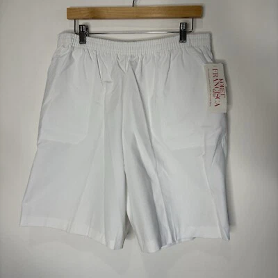 Vintage Koret Francisca Shorts Elastic Waist Pockets White Women's 16 NWT - Image 1 of 4