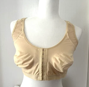 Lot of 2 Unbranded Front Hook Beige Nylon Posture Back Bra Size L - Picture 1 of 9