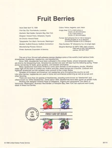 #9911A 33c Fruit Berries Stamps #3294-3297 - Souvenir Page - Picture 1 of 1