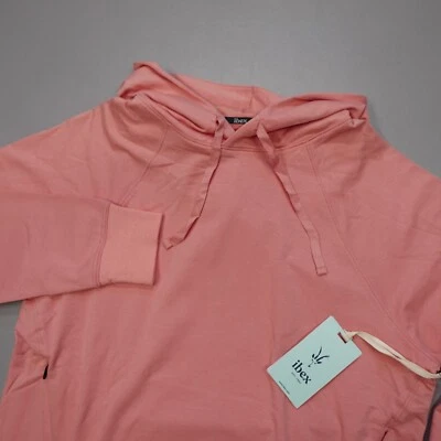 Ibex Women's Tranquil Hoodie Sweatshirt Organic Cotton Wool Blend Salmon - Image 1 of 4