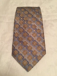 NICOLE MILLER New York All Silk Gold Diamond Pattern on Blue and Silver Stripes  - Bild 1 von 6