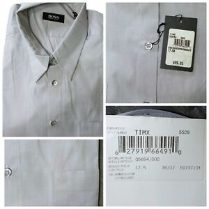 Vtg NWT 17.5 36 37 XL TIMX Hugo Boss Light gray dress shirt Button Cotton Pocket