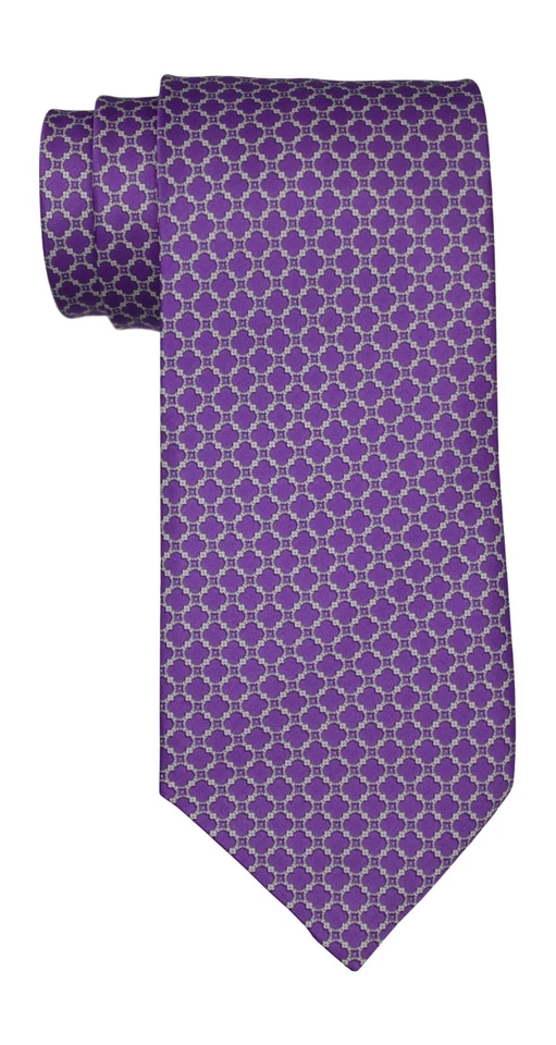 Stefano Ricci 缎面紫色几何领带 — 第 1/1 张图片