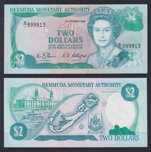 Banknotes Bermuda 2 Dollars 1988 P 34a Fds / UNC) - Picture 1 of 1