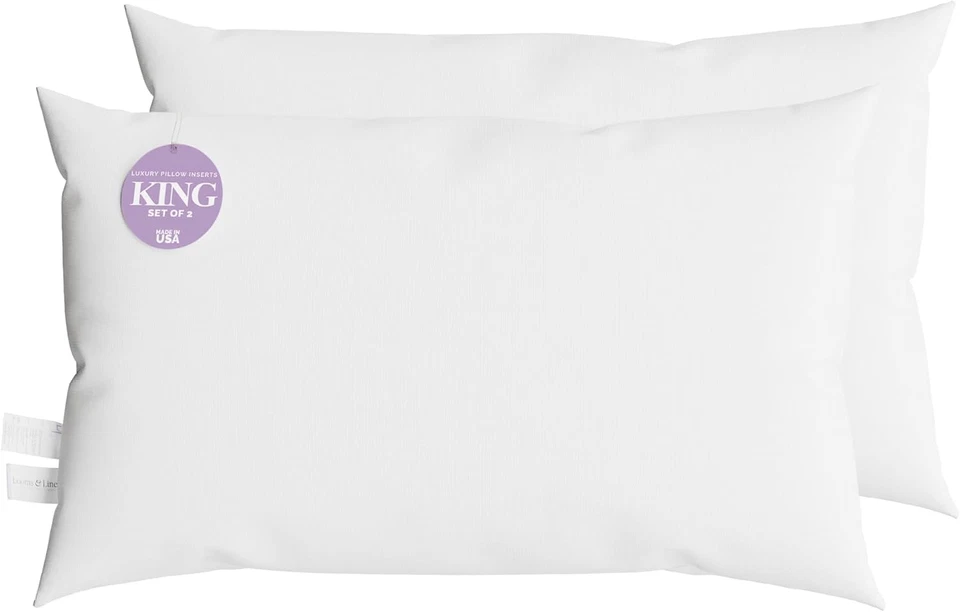Firm King Size Pillows Set of 2 20 X 36 Pillows Made in USA Only 20X36 Inch Slee - Image 1 of 4