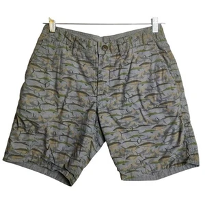 Reyn Spooner Reversible Cotton 8.5" Shorts Olive Green Shark Fish Sz 30 Vacation - Picture 1 of 12