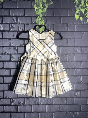 Bonnie Jean Dress Kids Girls 3T Metallic Plaid Holiday Bow Black Gold & White - Image 1 of 4