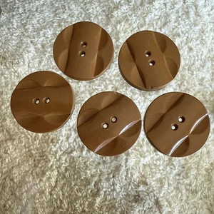 Chunky Vintage Tan Caramel 2 Hole Buttons Mod 1.25” Sewing Coat - Picture 1 of 7