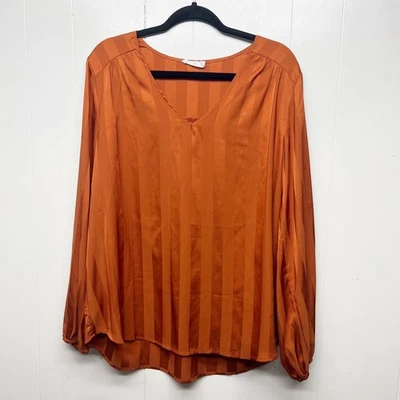 Top de mujer Lush naranja quemado a rayas con cuello en V talla XXL fiesta cóctel Foto 1 de 4