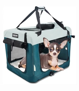 Goopaws 3-türige faltbare weiche Hunde- & Katzenkiste, türkisblau, klein - Bild 1 von 14