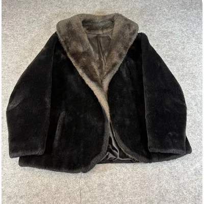 VINTAGE Fairmoor Princetons Ollegro Fur Coat Jacket Womens XL Black Gorpcore - Image 1 of 4