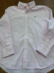 Vineyard Vines Performance Pink Plaid Gingham Button Down Shirt Size 5 READ - Picture 1 of 6