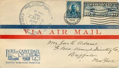 USA, 1st Flight  15c Airmail Contract, Chicago-St Paul-Cleveland June 7th, 1926, - Image 1 of 2